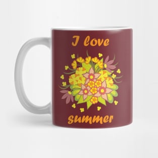 Orange summer composition doodle flowers Mug